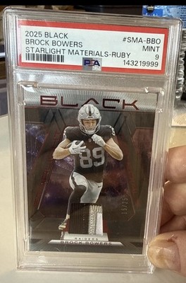 2025 Panini Black Starlight Materials Ruby Brock Bowers #15 /25 PSA Graded 9