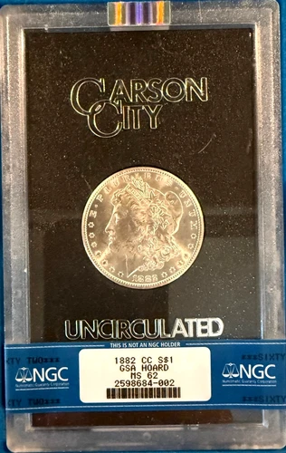 1882 CC $1 CARSON CITY GSA Hoard NGC MS62 Morgan Silver Dollar  w/Box and COA