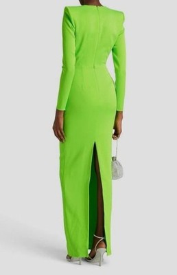 alex perry dress green $2800 Alex Perry Womens Green Draped Neon Satin-Crepe Gown Dress Size AU 6/  US 2