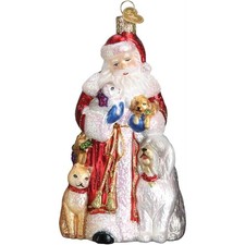 Old World Christmas Santa's Furry Friends Pets Glass Ornament 40288 FREE BOX New