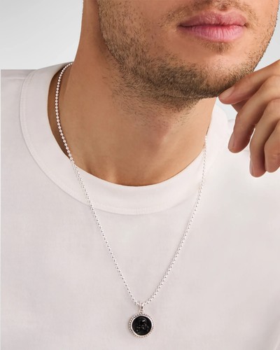 Colgante de calavera circular himno de ónix de plata de ley LAGOS para hombre, 20 mm - Imagen 2 de 4