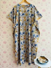 Trendy Women's Kaftan V-Neck Free Size Floral Print Kaftan Dress Boho Beach Wear