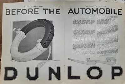 1920 Dunlop Cord Tires Rubber Co Fred Mizen Art Vintage 2 Page Ad | eBay