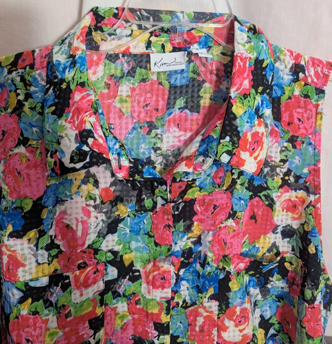 NWT KIM ROGERS Multi Floral Sleeveless Button Up Tunic Top Size 3X X1 - Picture 2 of 5