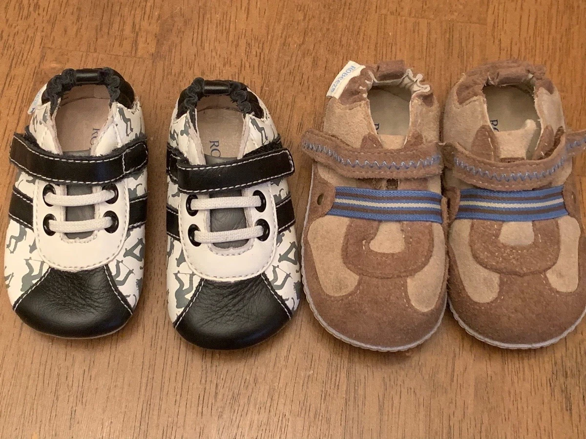 Robeez Shoes 2 pairs size 2 size 3 for 3-12 months slip on shoes baby boy