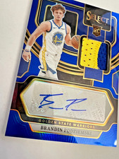 2023-24 Panini Select Brandin Podziemski Blue RC Jersey Patch Auto RPA /49