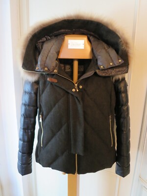MONTECORE Luxus Damenjacke Gr. 36/38   Wolle Leder, Made in Italy