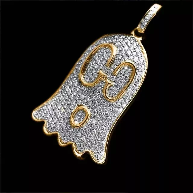 Ciondolo Gucci 3 Ct Taglio Tondo Creato in Laboratorio Diamante Placcato Oro Giallo 14K