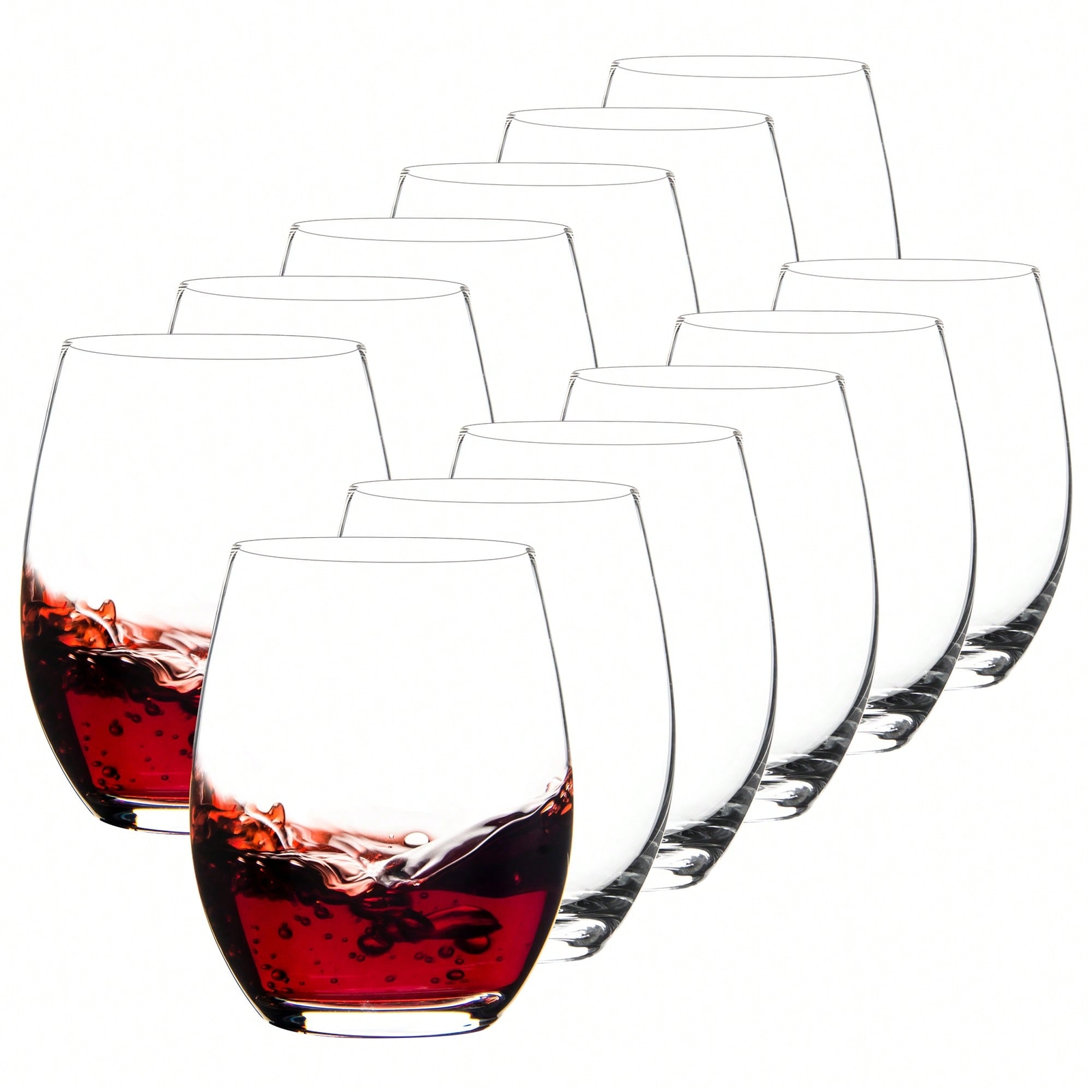 12-Piece 15oz Stemless Wine Glass Set with Smooth Rim  