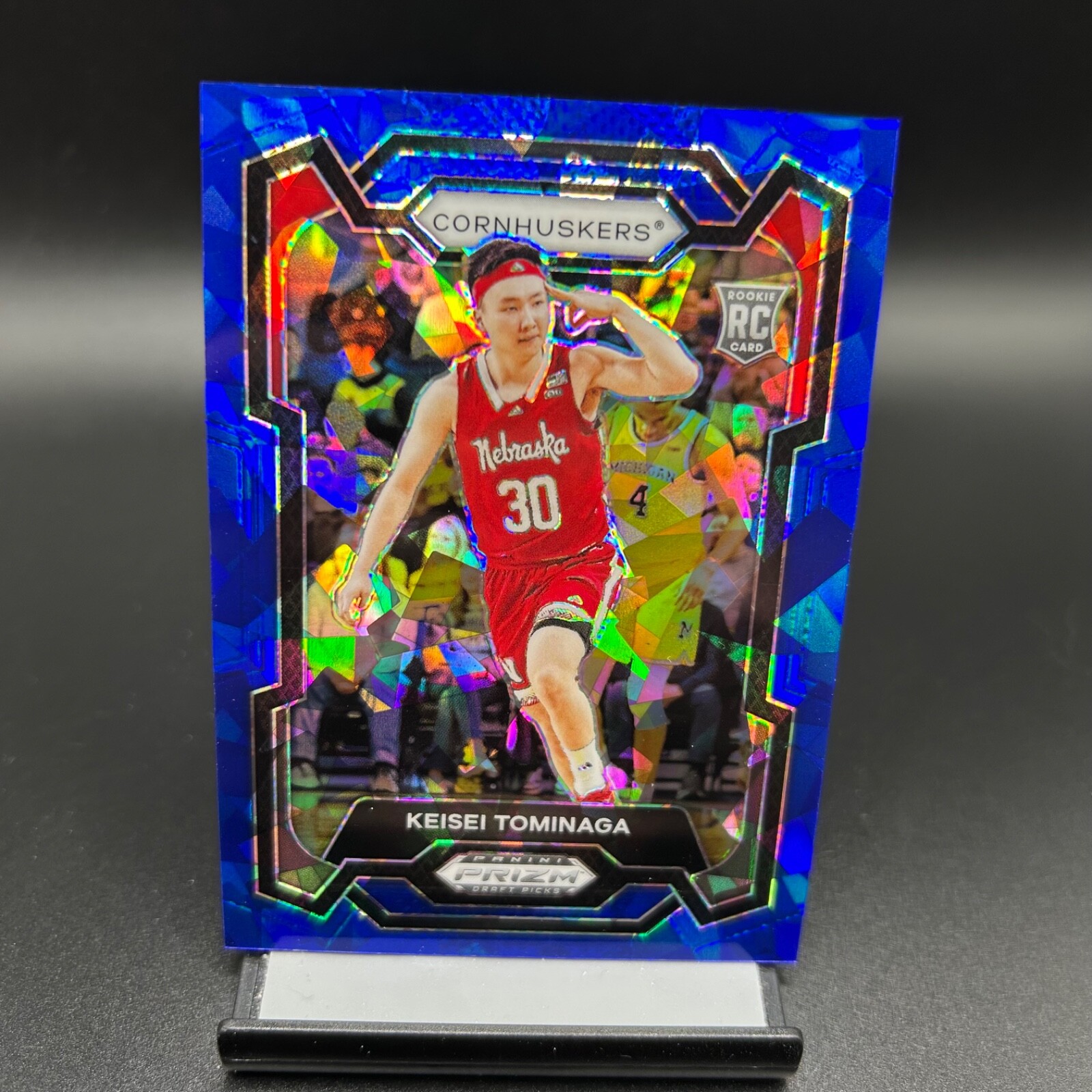 2024 Prizm Draft Picks Blue Ice RC /99 #26 Keisei Tominaga Nebraska Cornhuskers