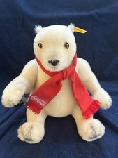 10/20 Steiff Mohair Coca-Cola Jointed Polar Bear with Hang Tag, and Coke Bottle