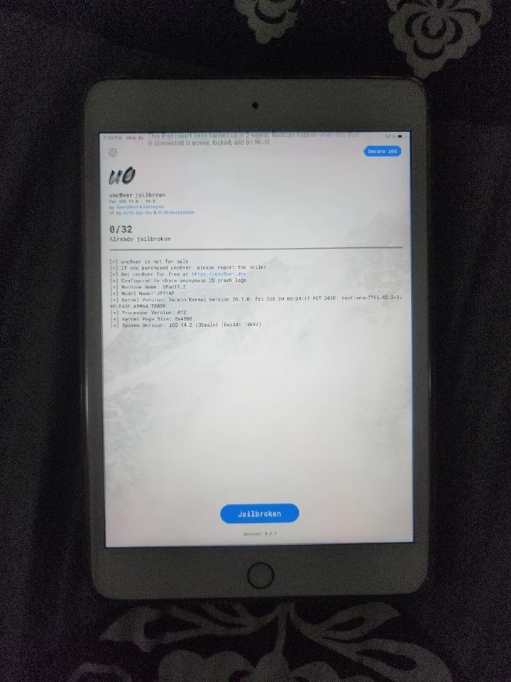 Ipad Mini 5 64 GB Wifi + Celluler (Jailbroke - Unc0ver 14.2) - Image 2 of 4