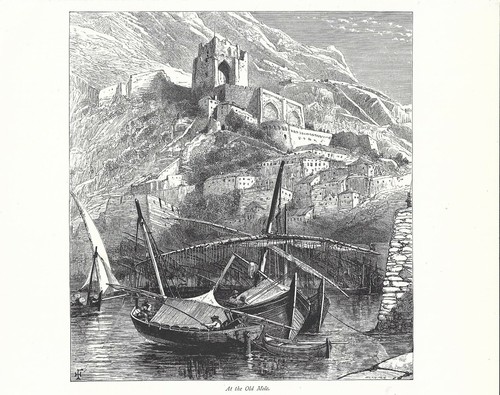 Stampa antica GIBILTERRA GIBRALTAR il vecchio molo barche 1878 Old antique print - 第 1/1 張圖片