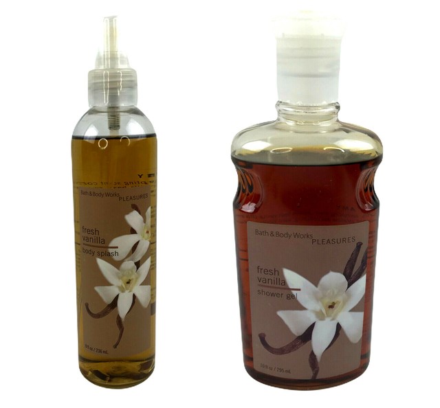2 Bath & Body Works Fresh Vanilla Items Shower Gel 10 oz & Body Splash