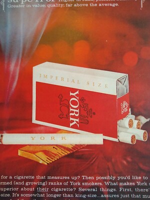 define cigarette York Cigarettes Superior Definition Vintage Print Ad 1960's