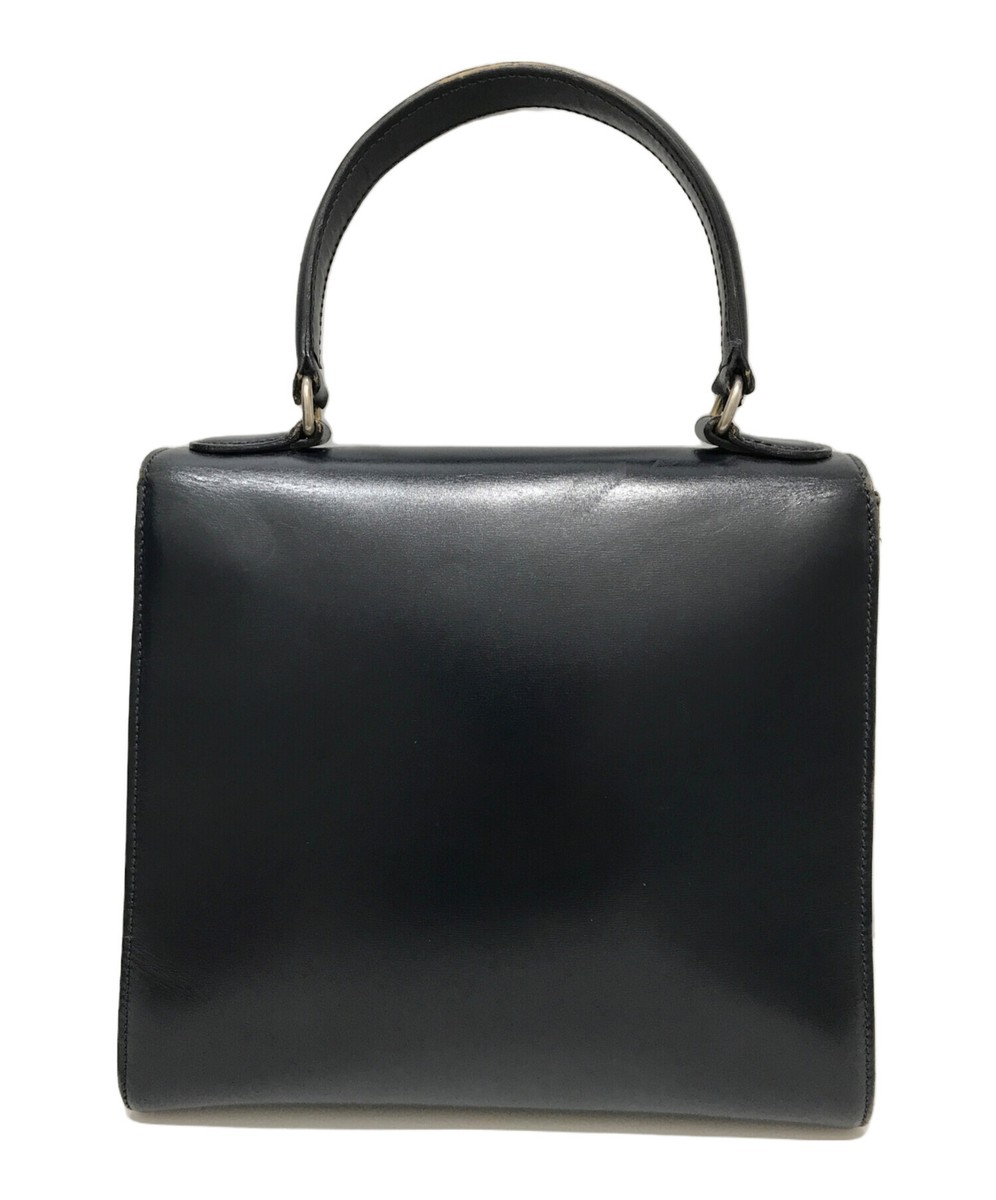 Auth CELINE Black Vintage Leather 2way Hand bag JAPAN not