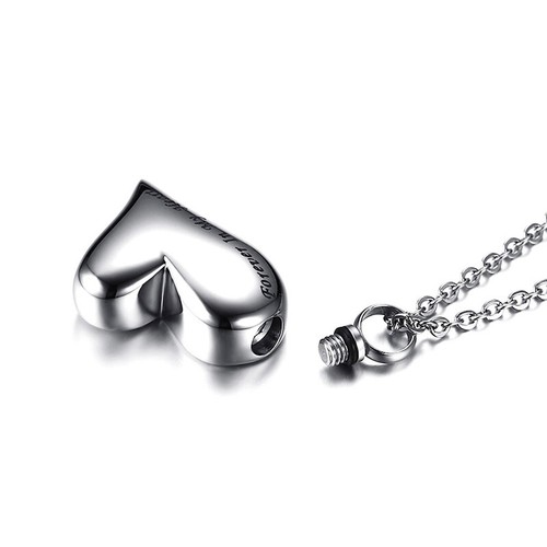 Stainless Steel Heart Urn Pendant Cremation Ashes Memory Necklace For Women 20' - 第 9/10 張圖片