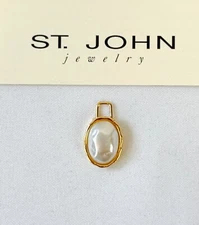 NEW ST. JOHN KNITS Zipper Pull Slider Puller Replacement Pearl Gold Tone Signed
