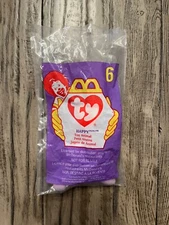 Ty Teenie Beanie Baby HAPPY the Hippo #6 McDonalds Happy Meal Toy 1998