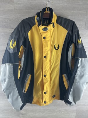 Belstaff Jacket Mens 2XL Black Yellow Body Armour Motorcycle Biker Coat 