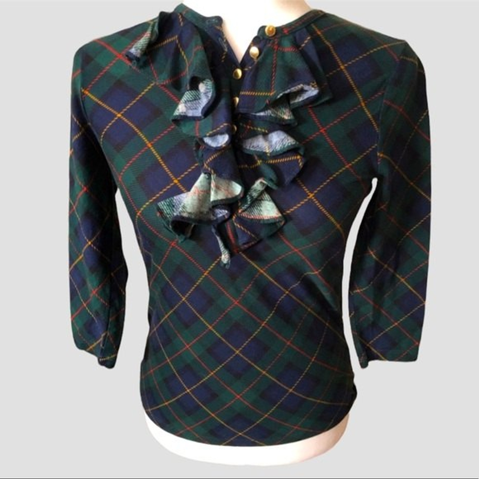 Lauren Ralph Lauren Plaid Ruffled Shirt Gem