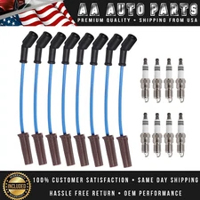 8pcs Spark Plug + Wire Set for GMC Chevy Tahoe Hummer 5.3L 6.0L V8 9748HH 41-962