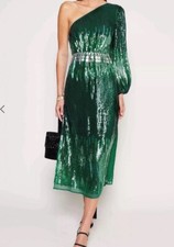 RIXO Bradshaw Sequin Dress - Ombré Emerald Green UK6 RRP£385