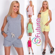 L&auml;ssiger Damen Playsuit mit Taschen &auml;rmellos Party Overall Gr 8-12 2517