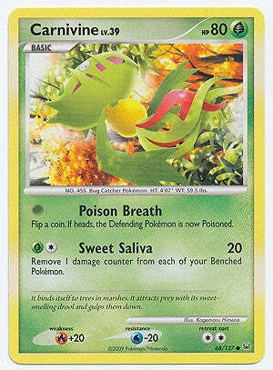 Pokemon Platinum Edition Card - Carnivine 68/127