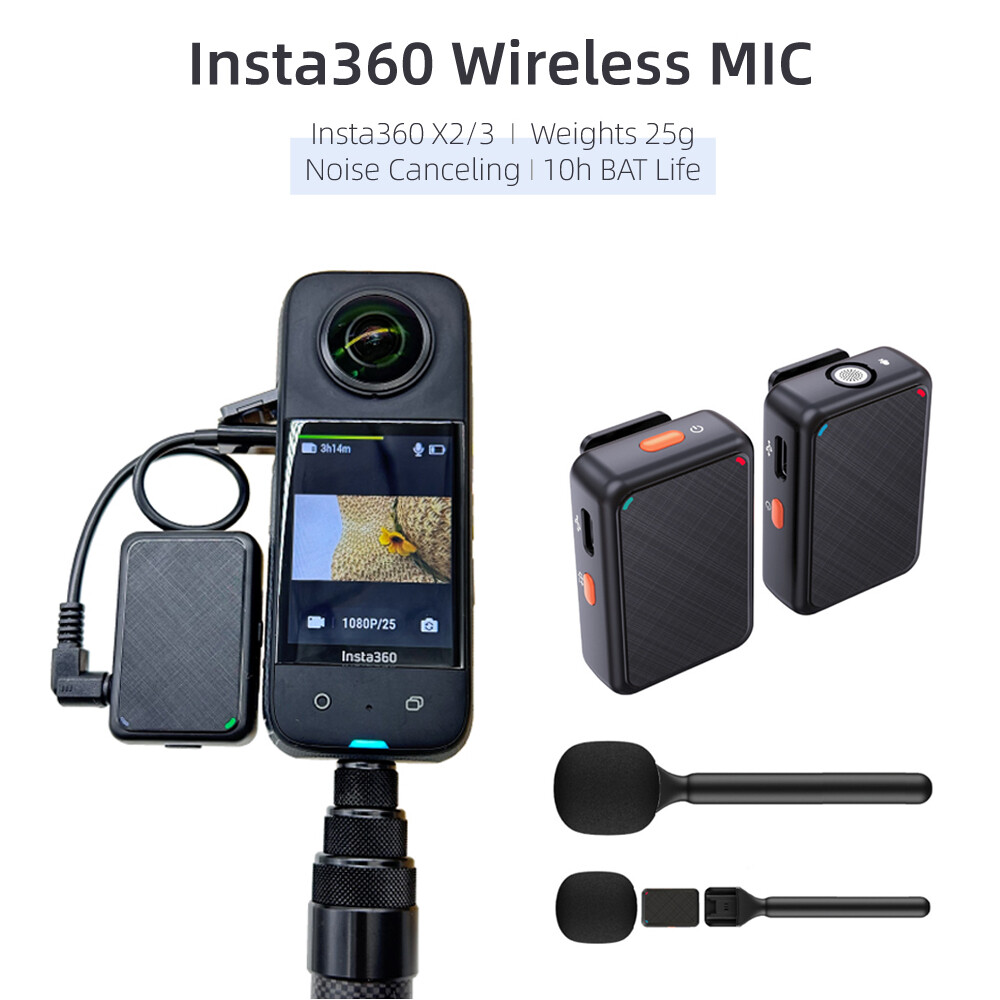 Wireless Microphone Noise Cancellation for Insta360 X3/ONE X2/ONE