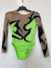 Dreamlight Rhinestone Competition Gymnastics Leotard White/Black/Lime/Nude BLING