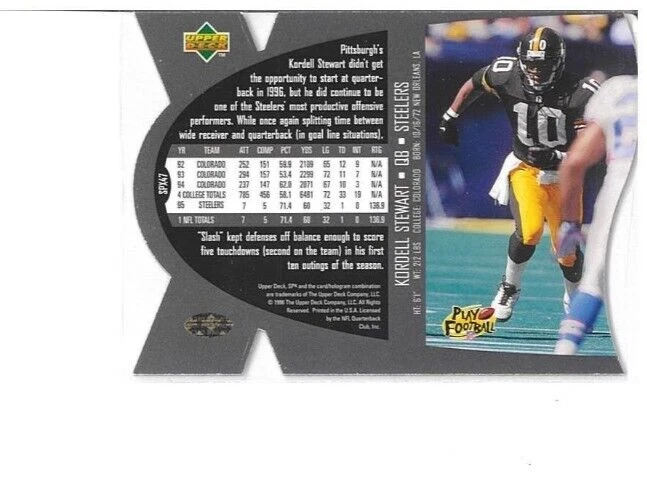 NFL Cordell Steward Pittsburgh Steelers Football Card 1996 UPPER DECK SPX NM - Image 2 of 2