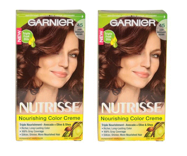 2 Pack Garnier Nutrisse Haircolor 45 Dark Mahogany Brown