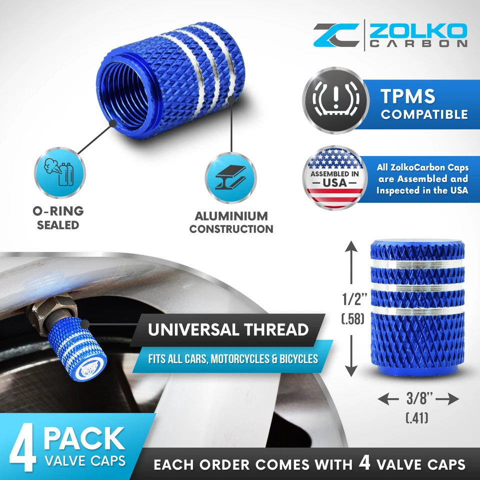 VALVE STEM CAPS WHEEL TIRE  LASER ETCHED ALUMINUM - US SELLER - Image 2 of 4