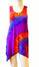 TIE DYE Multi Color Asym. Dress/ Top Swim Cover-Up-OS-NWT