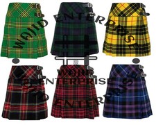 Scottish Ladies Women's Tartan Pleated Billie Kilt Skirt Leather Buckled Straps