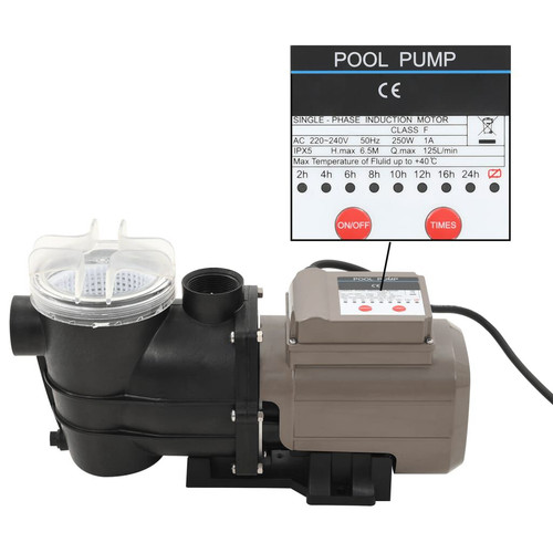 Poolpumpe Mit Timer Schwarz 0,25 PS