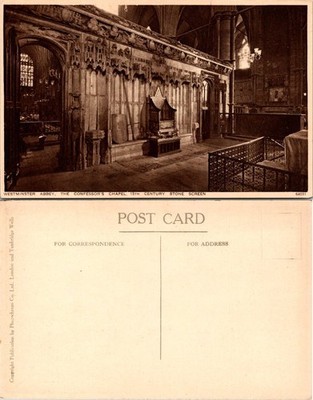 Postcard featuring Westminster Abbeys Confessors Chapel 15th Century Stone Scree