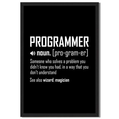 Funny Programmer Definition Framed Canvas Print Minimalist Wall Art Decor