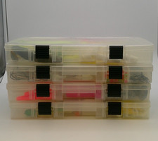 Tackle Box Lot of 4 Saltwater East Coast Kugler Glow Lures R.I. Bucktails, &More