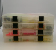 Tackle Box Lot of 4 Saltwater East Coast Kugler Glow Lures R.I. Bucktails, &More