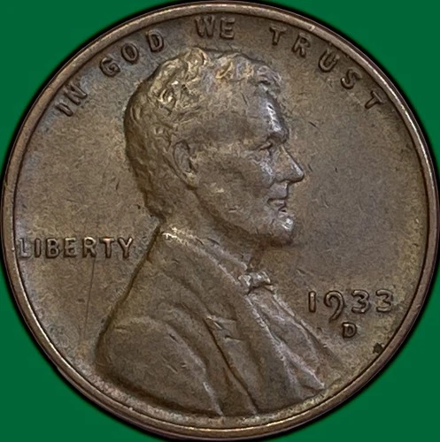 1933-D Lincoln Wheat Cent Almost Uncirculated AU Coin #35920