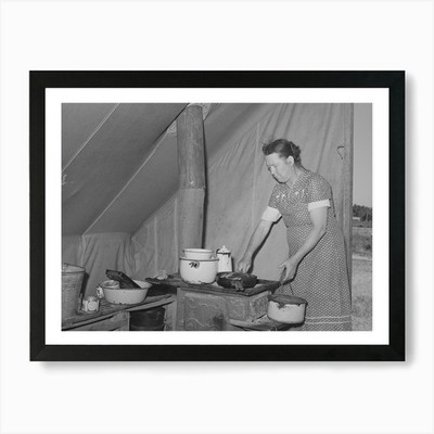Farm Worker S Wife Prepares Dinner, Framed Wall Art Poster Canvas Print Picture