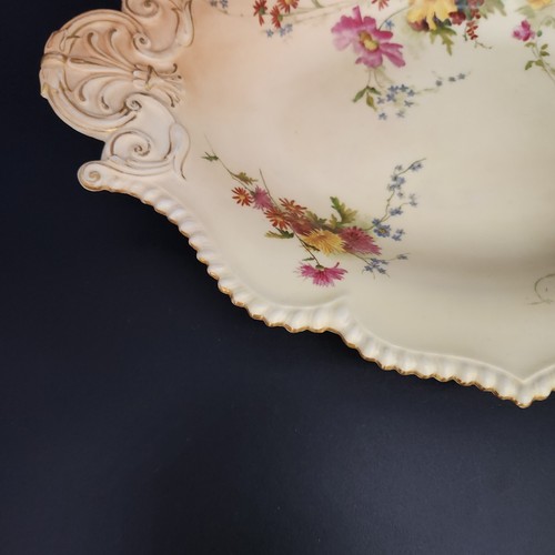 Antique Royal Worcester Blush Ivory 15-3/4" L Serving Platter Dish Gold Floral - Picture 2 of 20