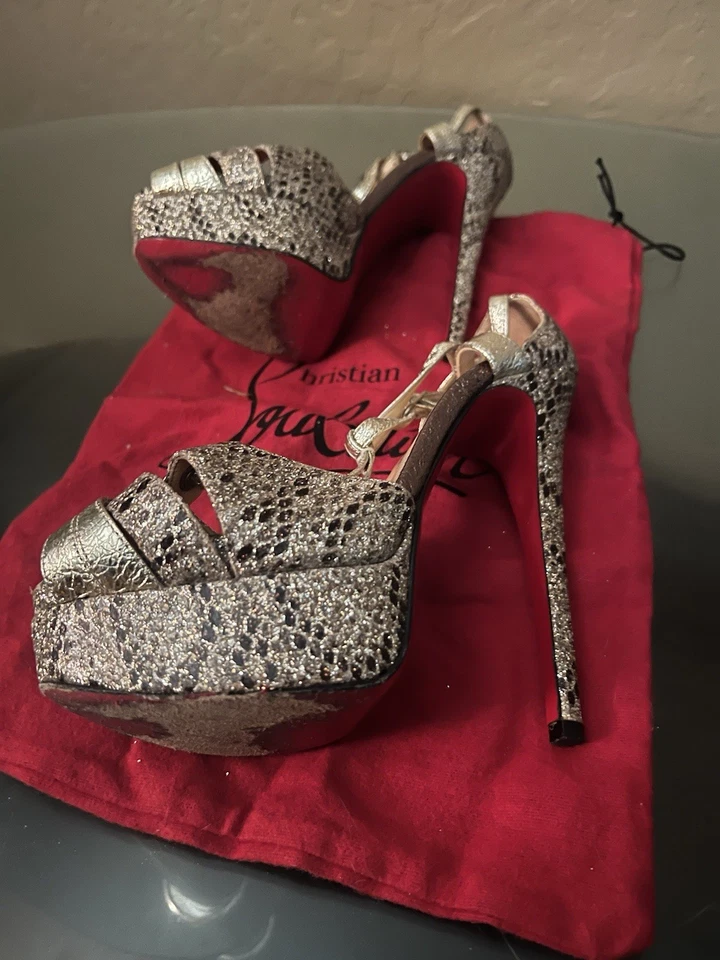 Christian Louboutin Python/Snakeskin Patterned Kitten Heels 1990's Sz 36 6 - Image 4 of 4