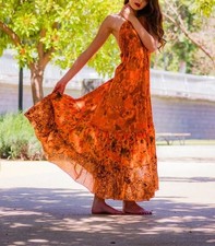 5 PCS Indian Handmade Vintage Recycle Silk Maxi Beach Sundress Boho Gypsy Dress