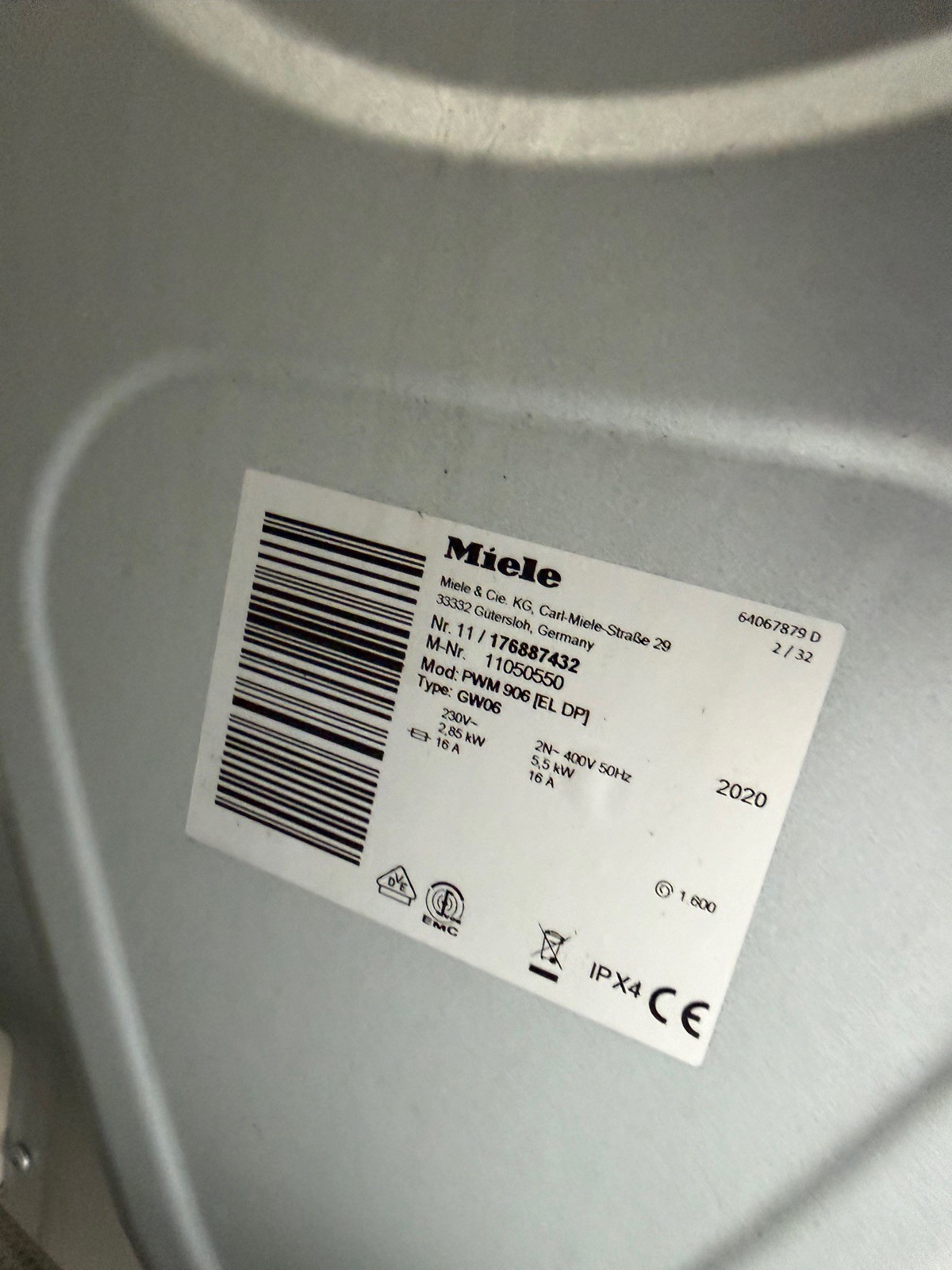 Miele PWM 906 EL DP Gewerbewaschmaschine 6kg 1600 U/min M Touch – Bild 2