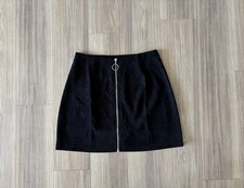 VTG Womens Mini Skirt Black Corduroy Ribbed Zipper Womens 4 Gothic Preppy 90s