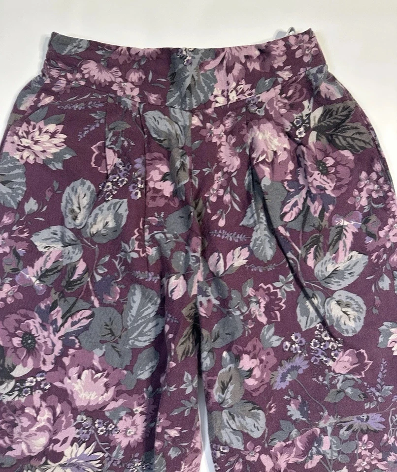 Pantalones De Colección Laura Ashley Cintura Alta Patrón Floral Abuela Cottage Mezcla Lana 12 Foto 4 de 4