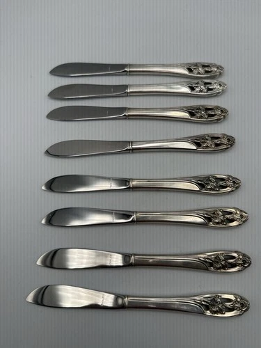 VTG  Set Of 8 International Sterling Silver Master Butter Knife Iris Pattern /ro